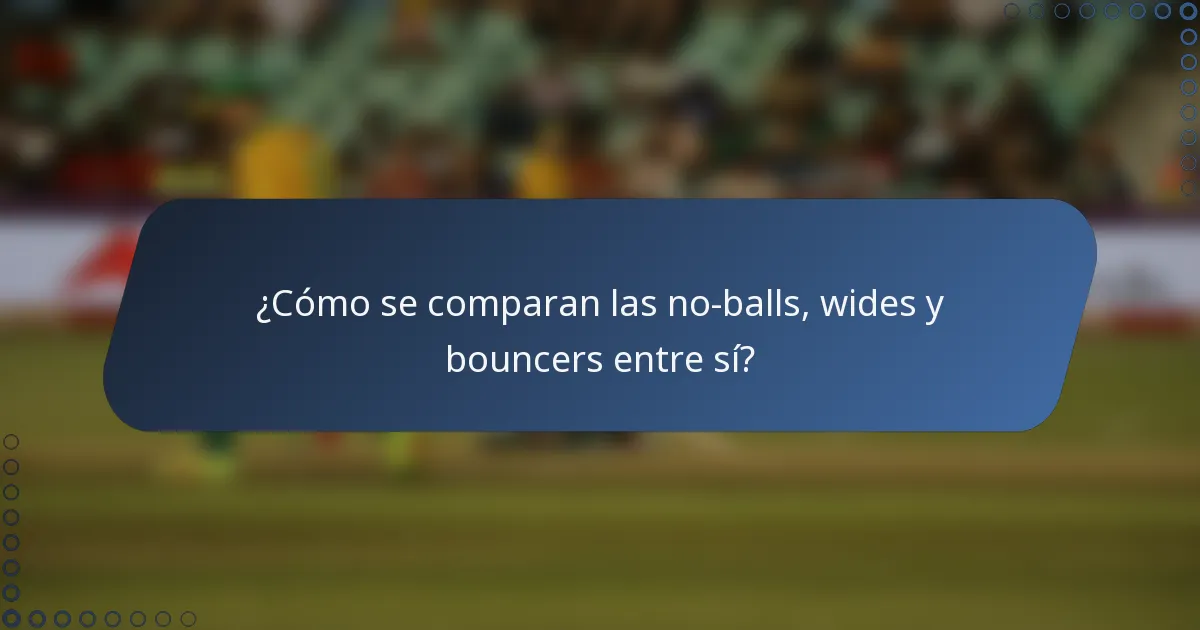 ¿Cómo se comparan las no-balls, wides y bouncers entre sí?