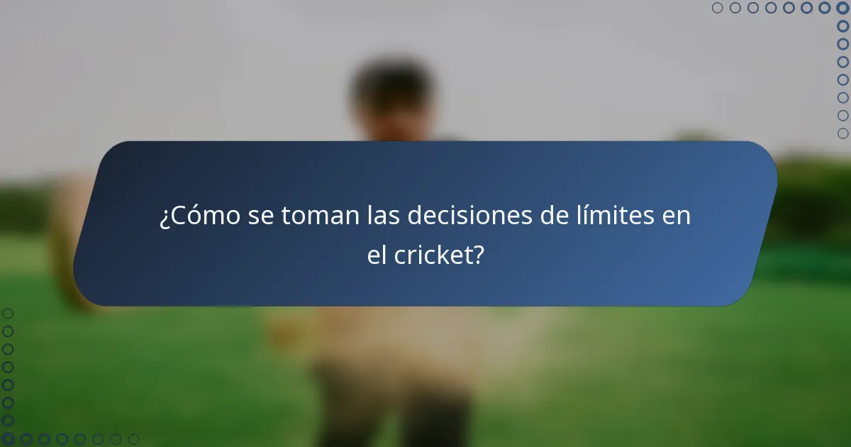 ¿Cómo se toman las decisiones de límites en el cricket?