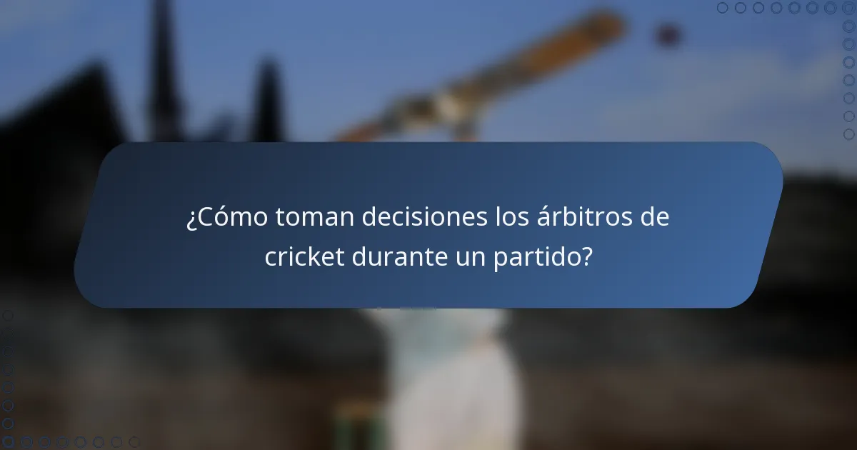 ¿Cómo toman decisiones los árbitros de cricket durante un partido?
