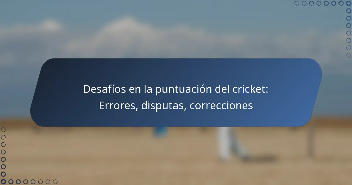 Desafíos en la puntuación del cricket: Errores, disputas, correcciones