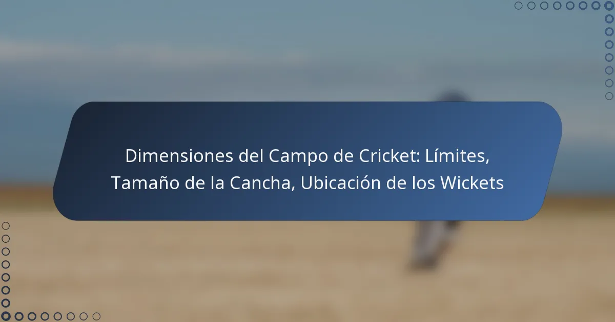 Dimensiones del Campo de Cricket: Límites, Tamaño de la Cancha, Ubicación de los Wickets
