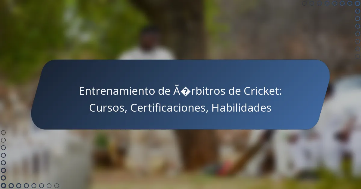Entrenamiento de Árbitros de Cricket: Cursos, Certificaciones, Habilidades