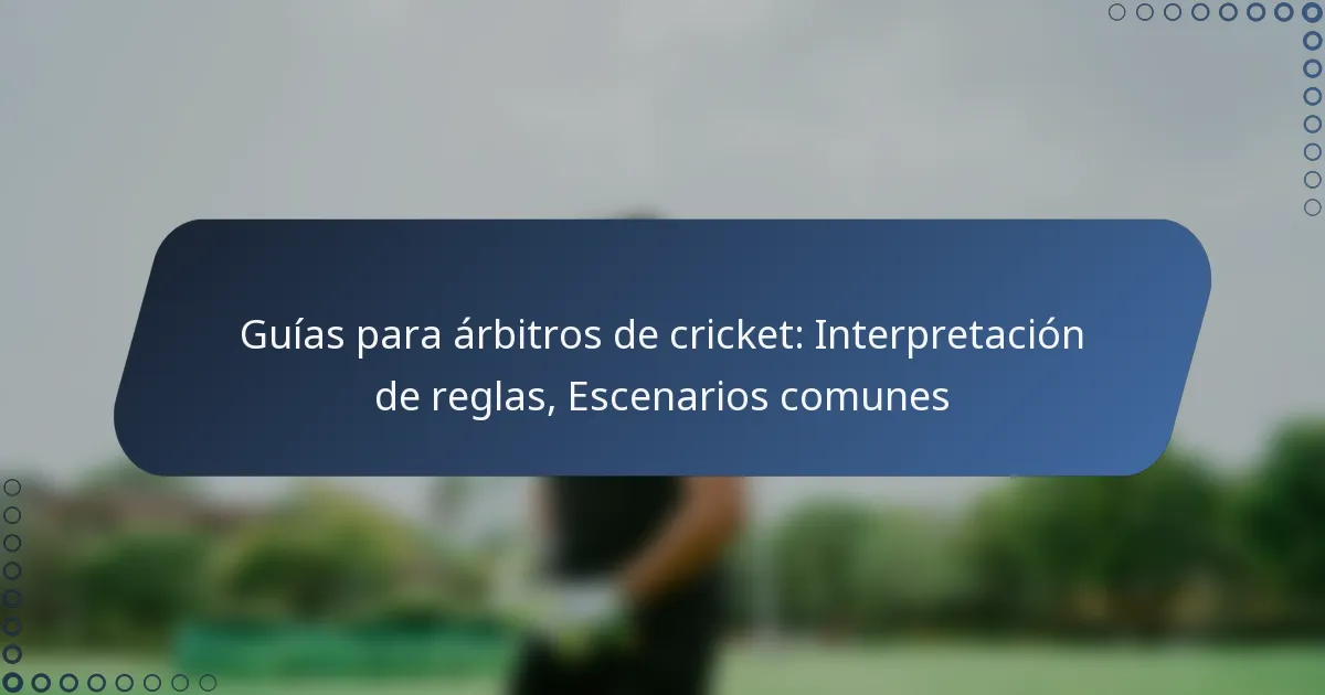 Guías para árbitros de cricket: Interpretación de reglas, Escenarios comunes