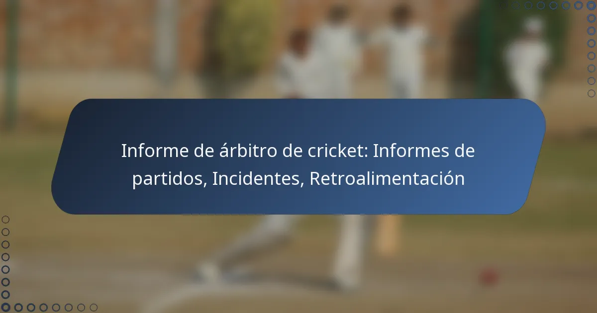 Informe de árbitro de cricket: Informes de partidos, Incidentes, Retroalimentación