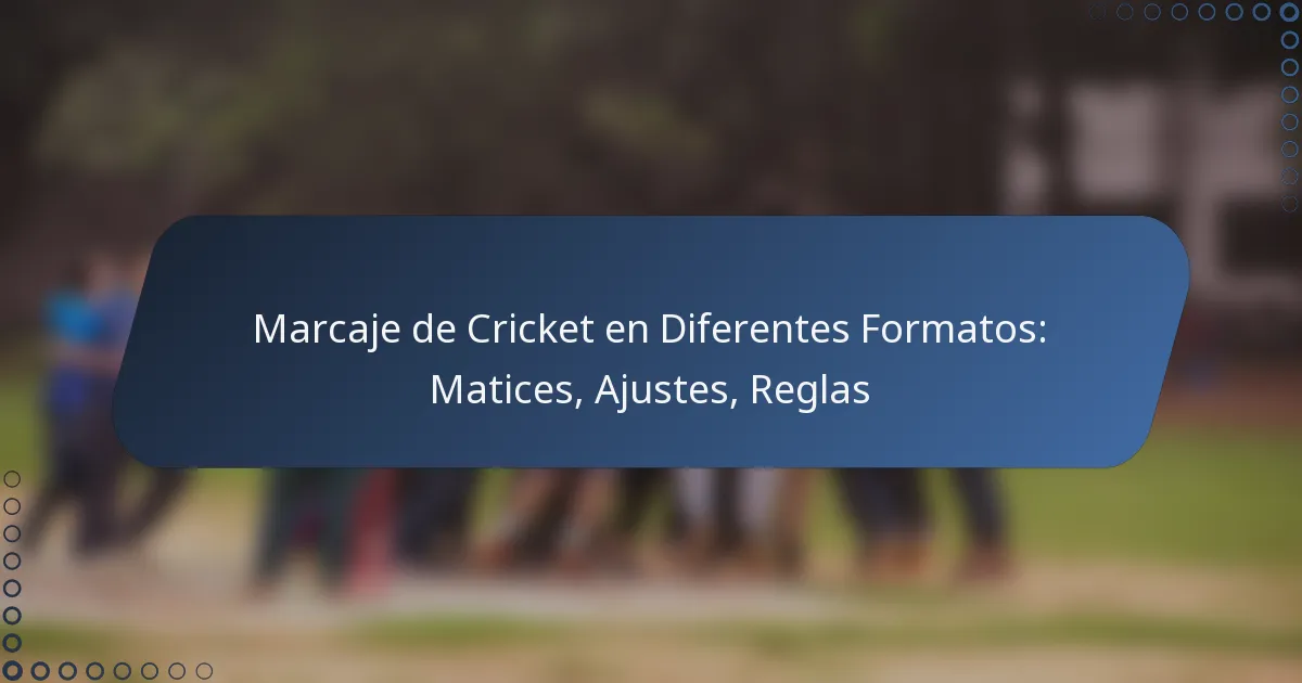Marcaje de Cricket en Diferentes Formatos: Matices, Ajustes, Reglas