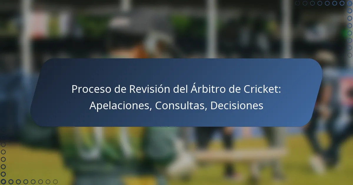 Proceso de Revisión del Árbitro de Cricket: Apelaciones, Consultas, Decisiones
