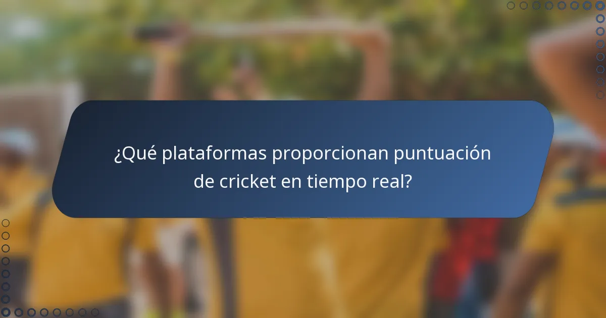 ¿Qué plataformas proporcionan puntuación de cricket en tiempo real?